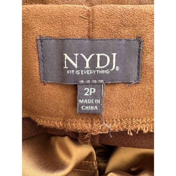 NYDJ Brown Cognac Faux Suede Legging Pants Size 2P - Picture 9 of 12